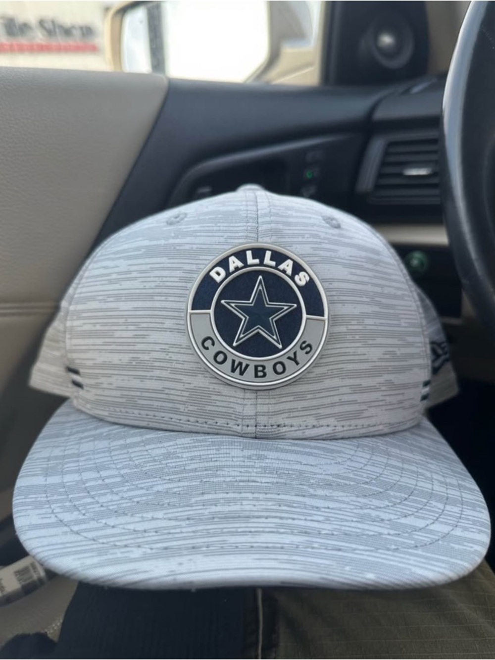 NFL Light Gray Patterned Snapback Hat with Navy Detail - Picture 2 of 3
